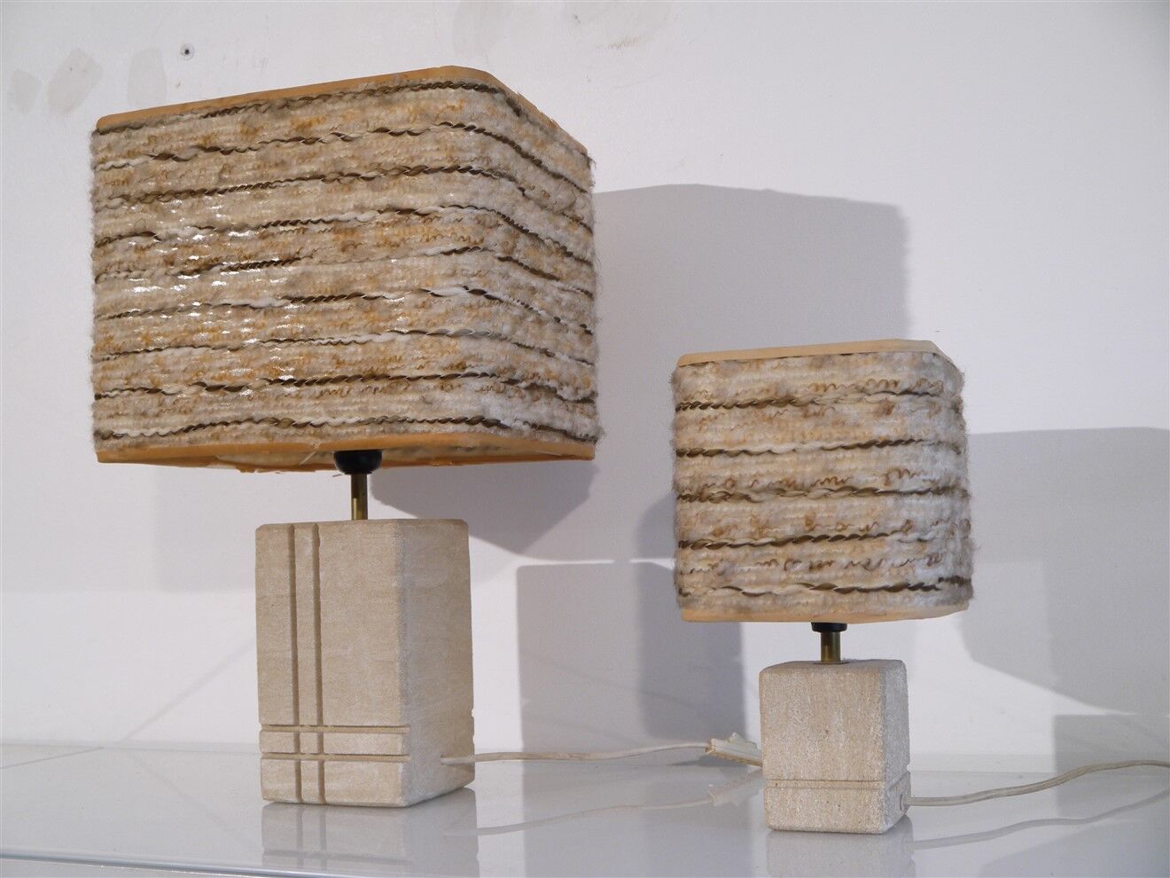 Pair of vintage stone lamps 1970