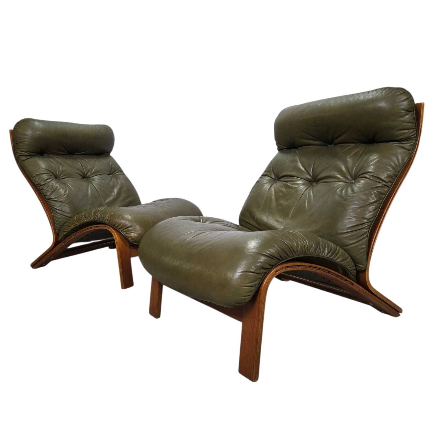 2x Rybo Rykken Ry-Wing chair vintage 1960s Scandinavian