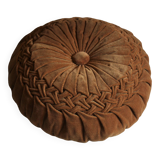 Velvet cushion rosette bronze camel braided