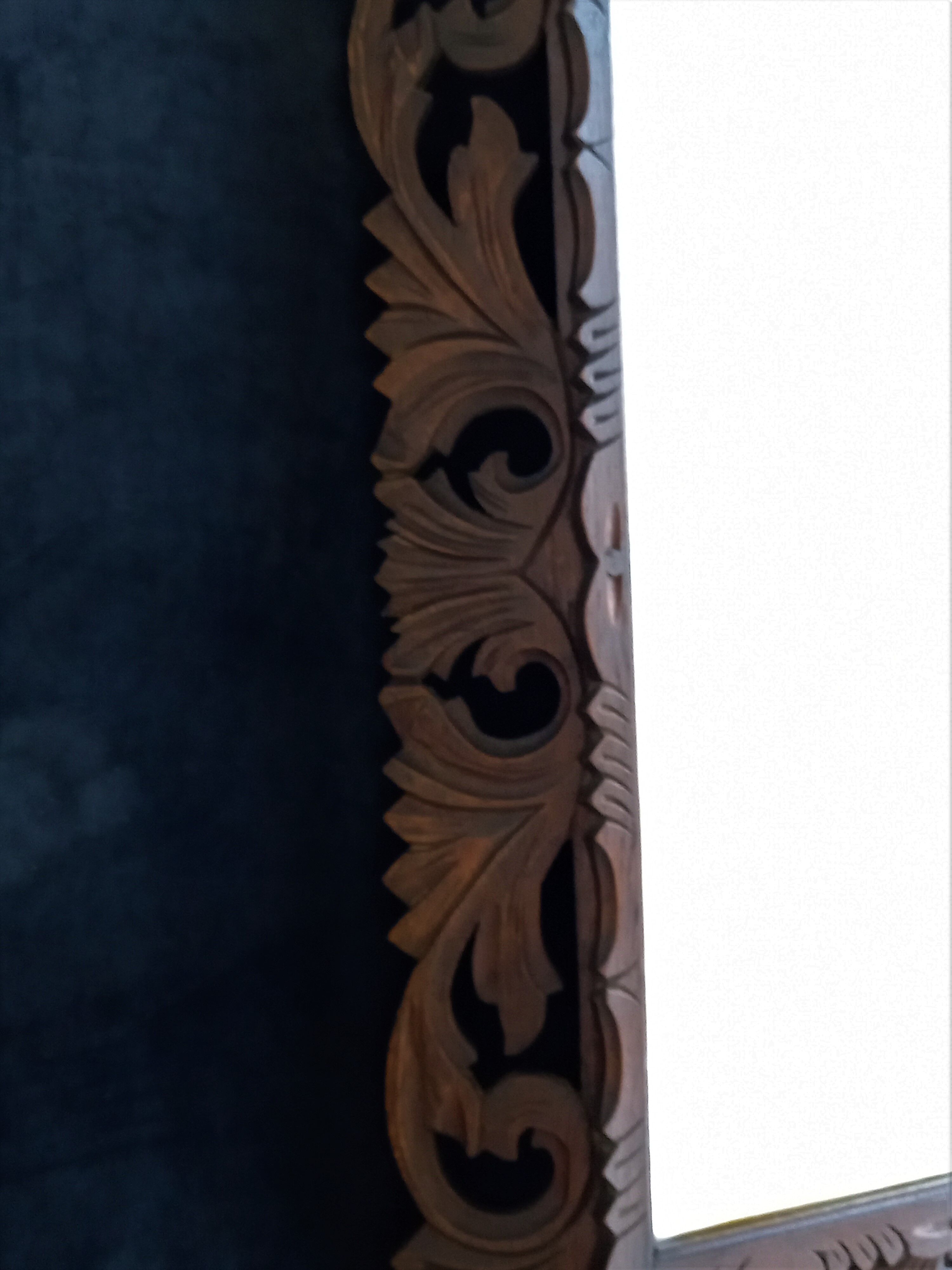 Antique oak mirror carved baroque style