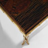 Table basse bambou laiton laque de Chine Maison Baguès 1950
