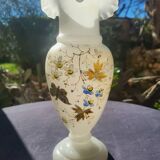 Art Nouveau enameled opaline vase