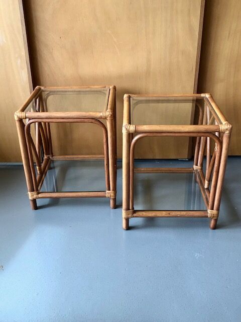 Bamboo and rattan bedside tables