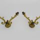 Pair of double-light Empire style wall lights in bronze