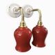 Pair of ceramic and glass wall sconces