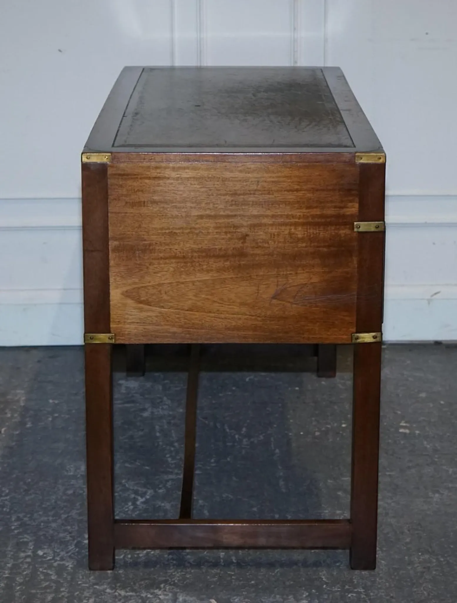 Vintage Military Campaign Desk with Leather Top from Harrods London