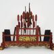 Antique Chinese board game in red and gold carved wood. 1950s