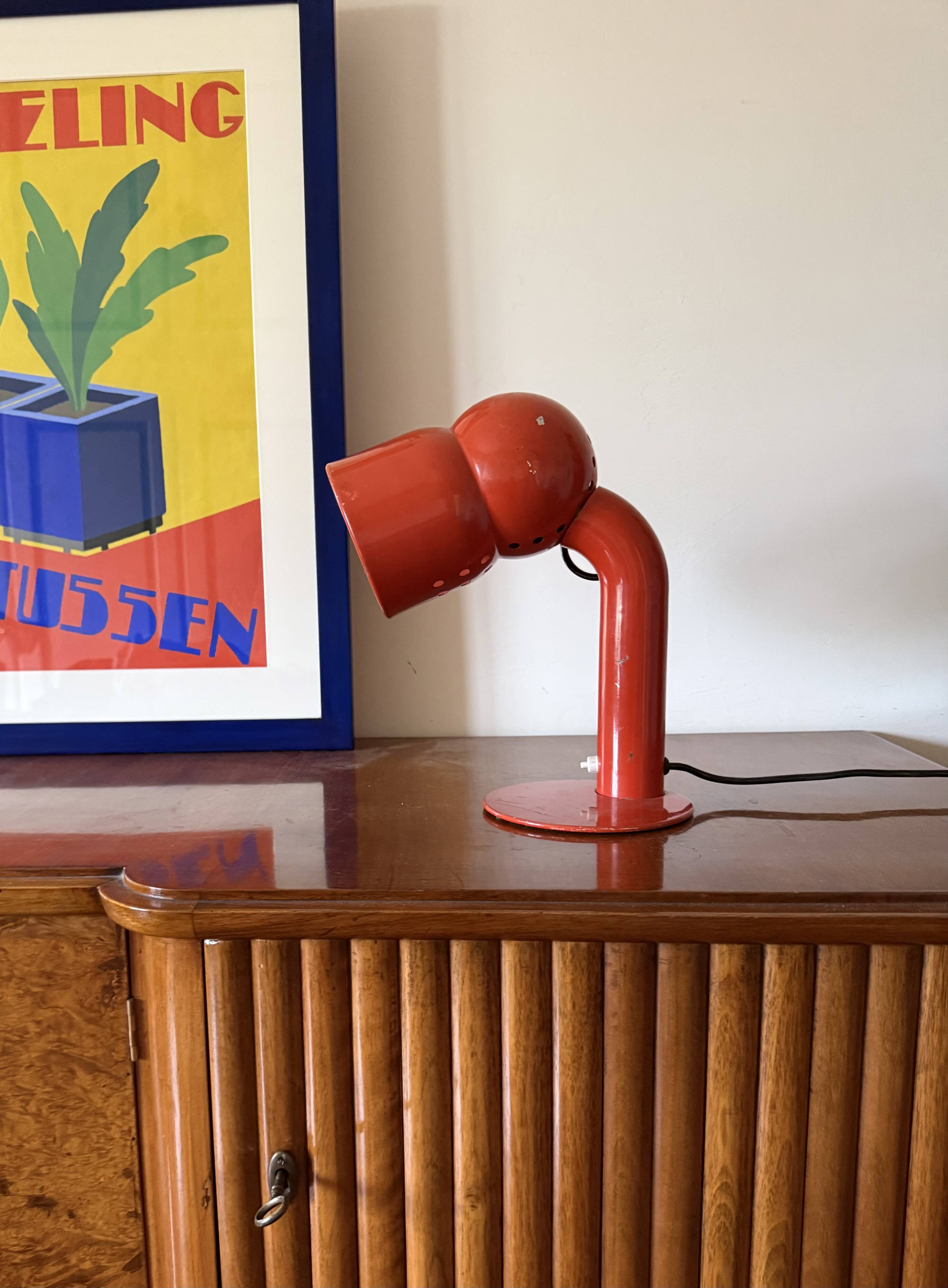 Elio Martinelli, mod. 2135 Robot red table lamp, Martinelli Luce Italy 1966