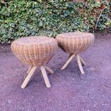 Pair of vintage wicker stools