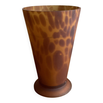 Vintage leopard tortoiseshell blown glass vase