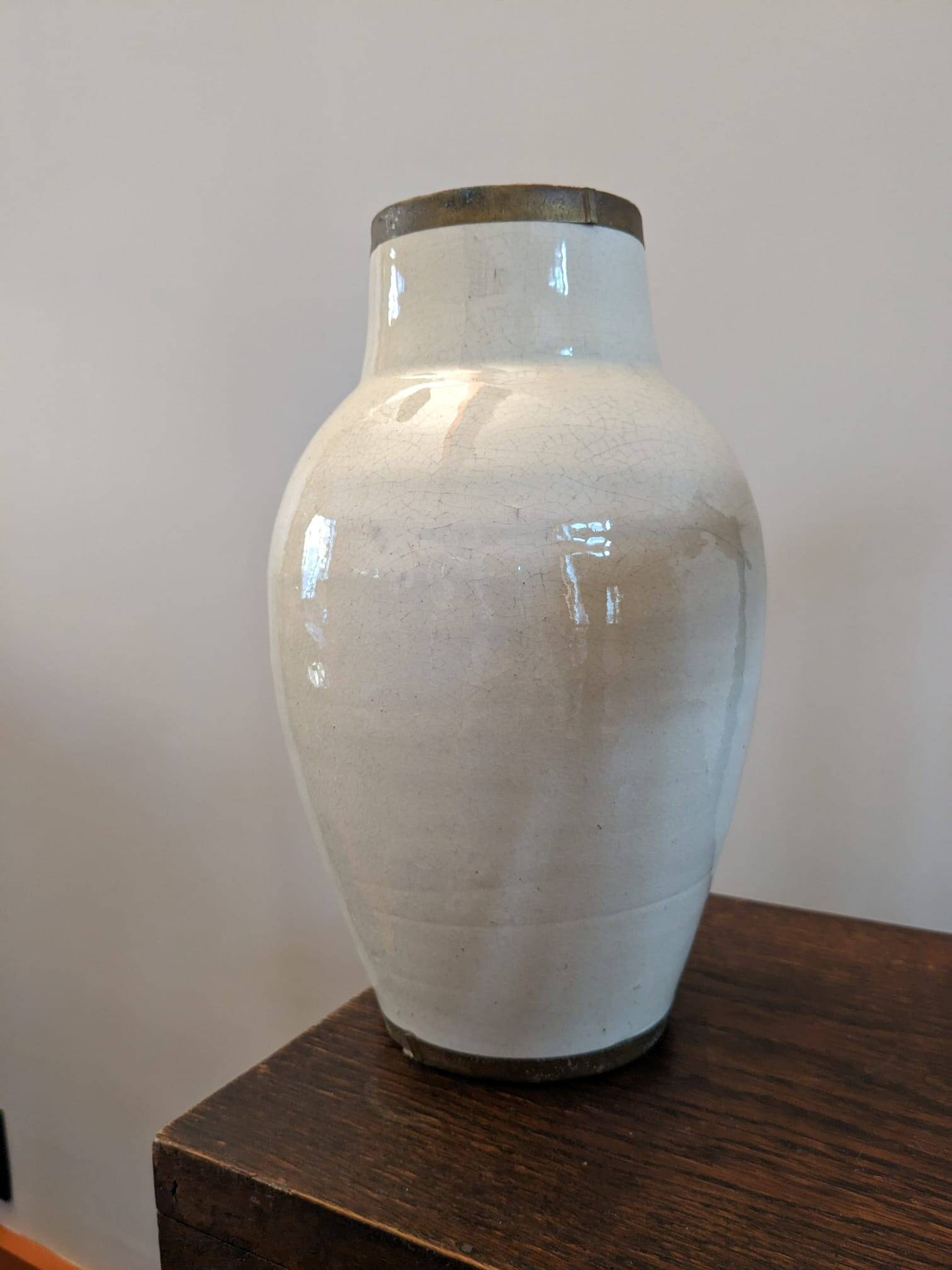 White glazed ceramic vase