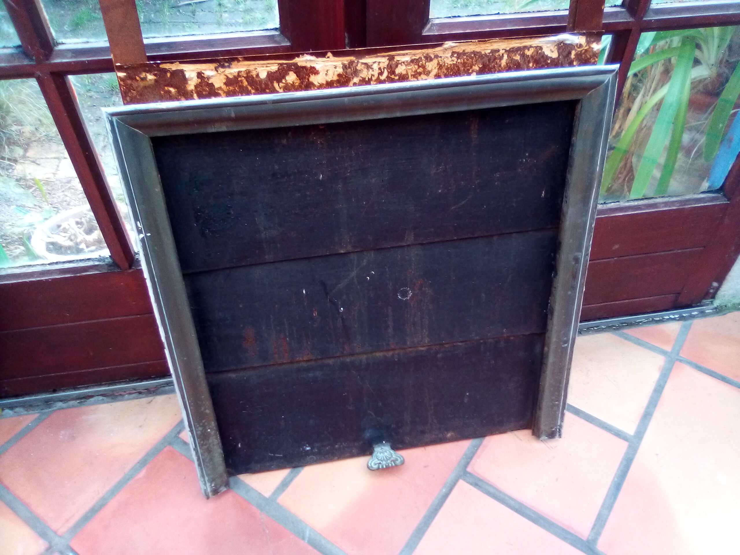 White veined black marble fireplace