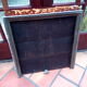 White veined black marble fireplace