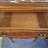 Walnut chest of drawers with 4 pink marble drawers