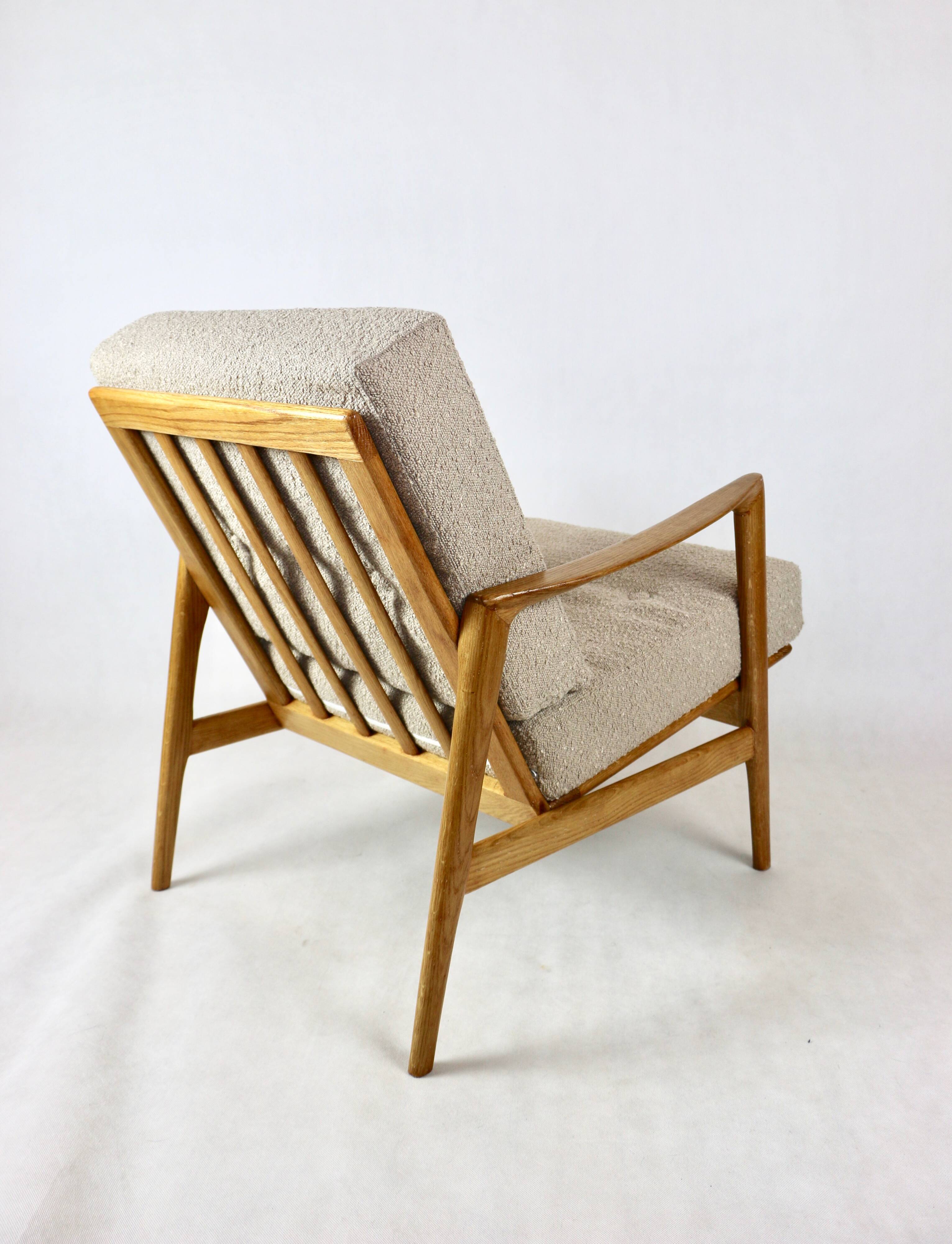 Polish Beige Stefan Oak Armchair, 1970s