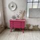 Commode rotin rose vintage