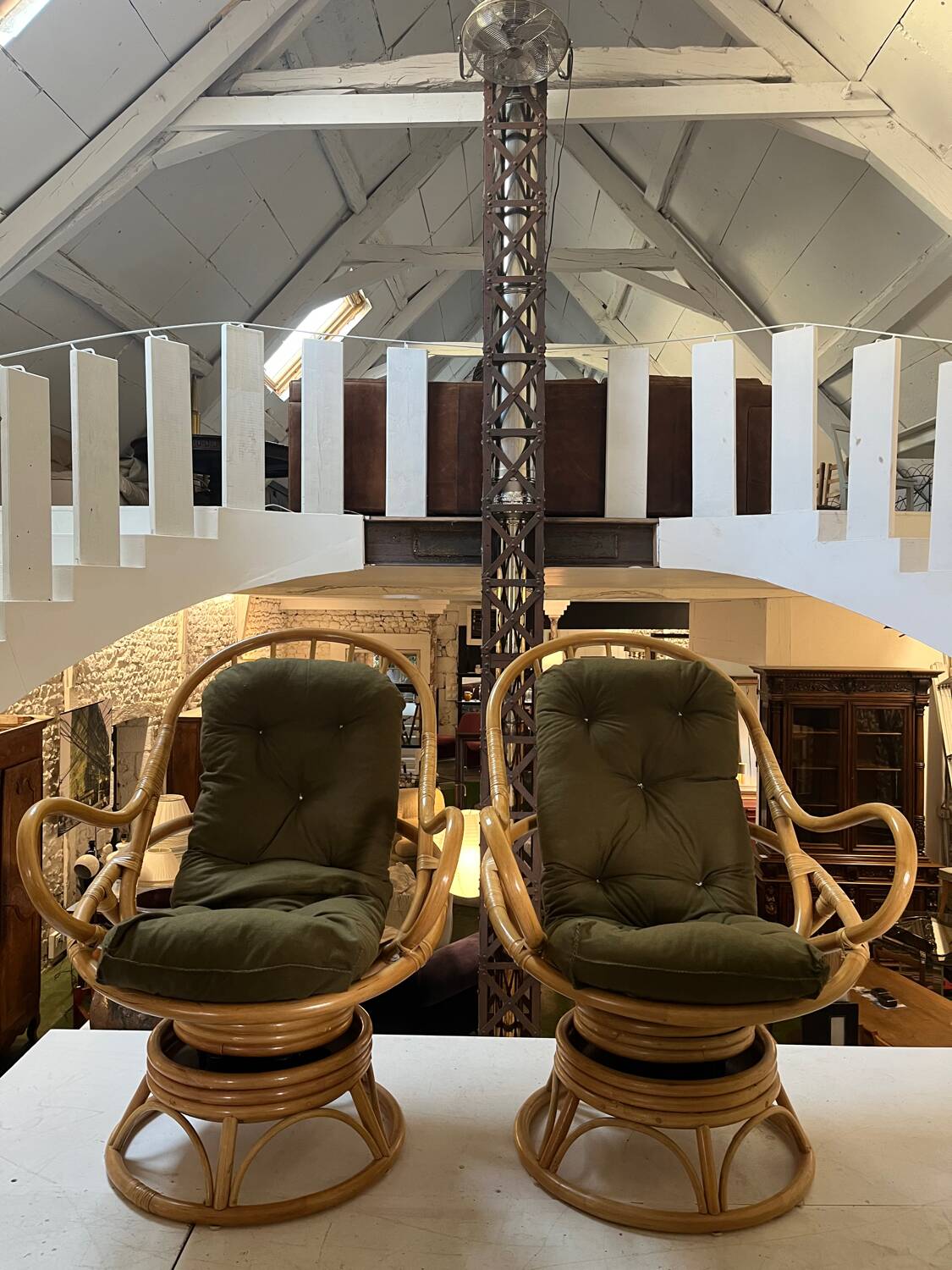 Pair of rattan armchairs