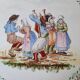 Large Round Antique Plate 33 cm Ceramic Pierrefonds - Regional Dance Decoration