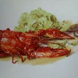Plat a homard a langouste en faience real opalor