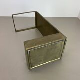 Hollywood Regency Solid 7.5kg Brass Brutalist Floral Umbrella Stand, Italy 1970s