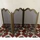 Three-panel solid brass fire screen