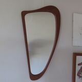 Triangular mirror teak, vintage, Denmark 1955  - 39x74cm