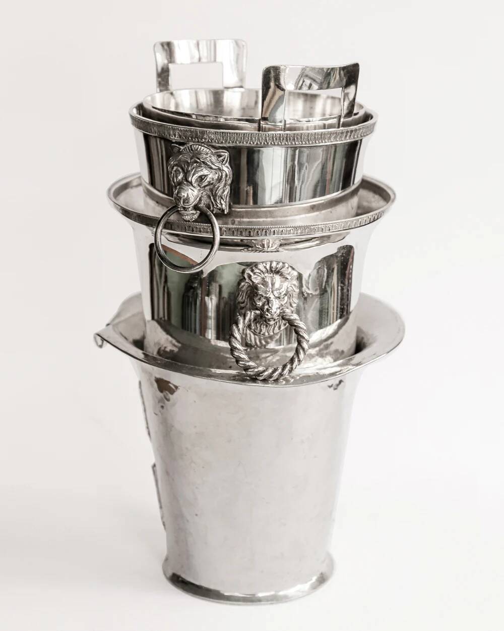 Mid-century modern silver plated champagne cooler and ice bucket