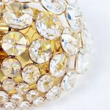 Crystal & gilt brass flush mount from palwa, germany, 1970s