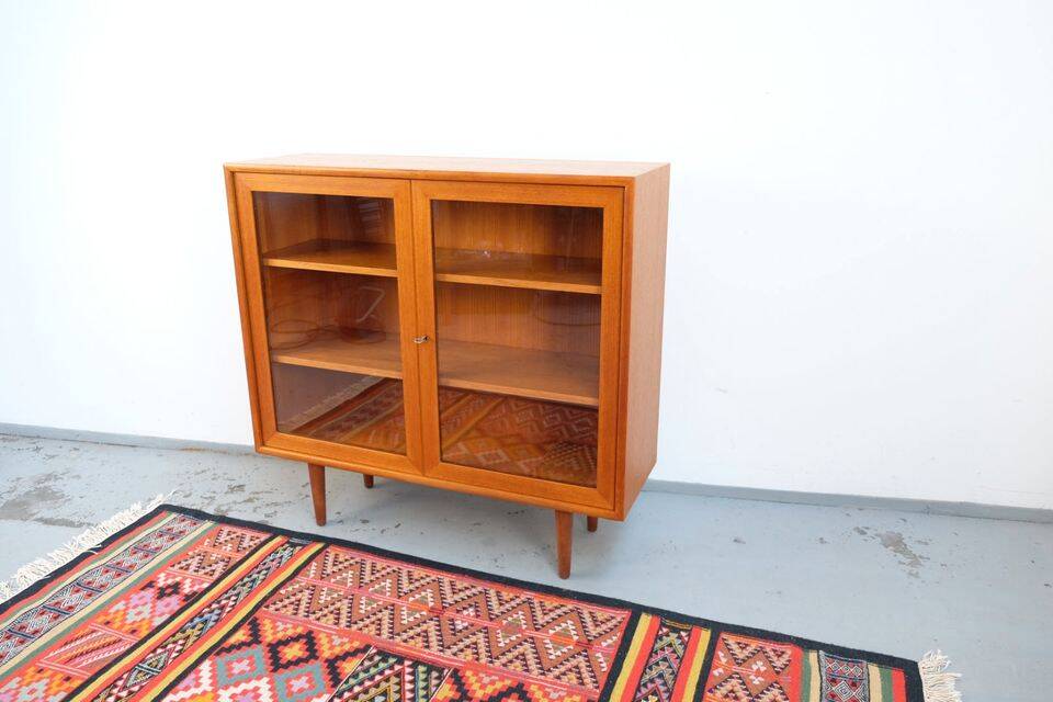 Commode vitrine WK style années 60, en teck, vintage rétro.