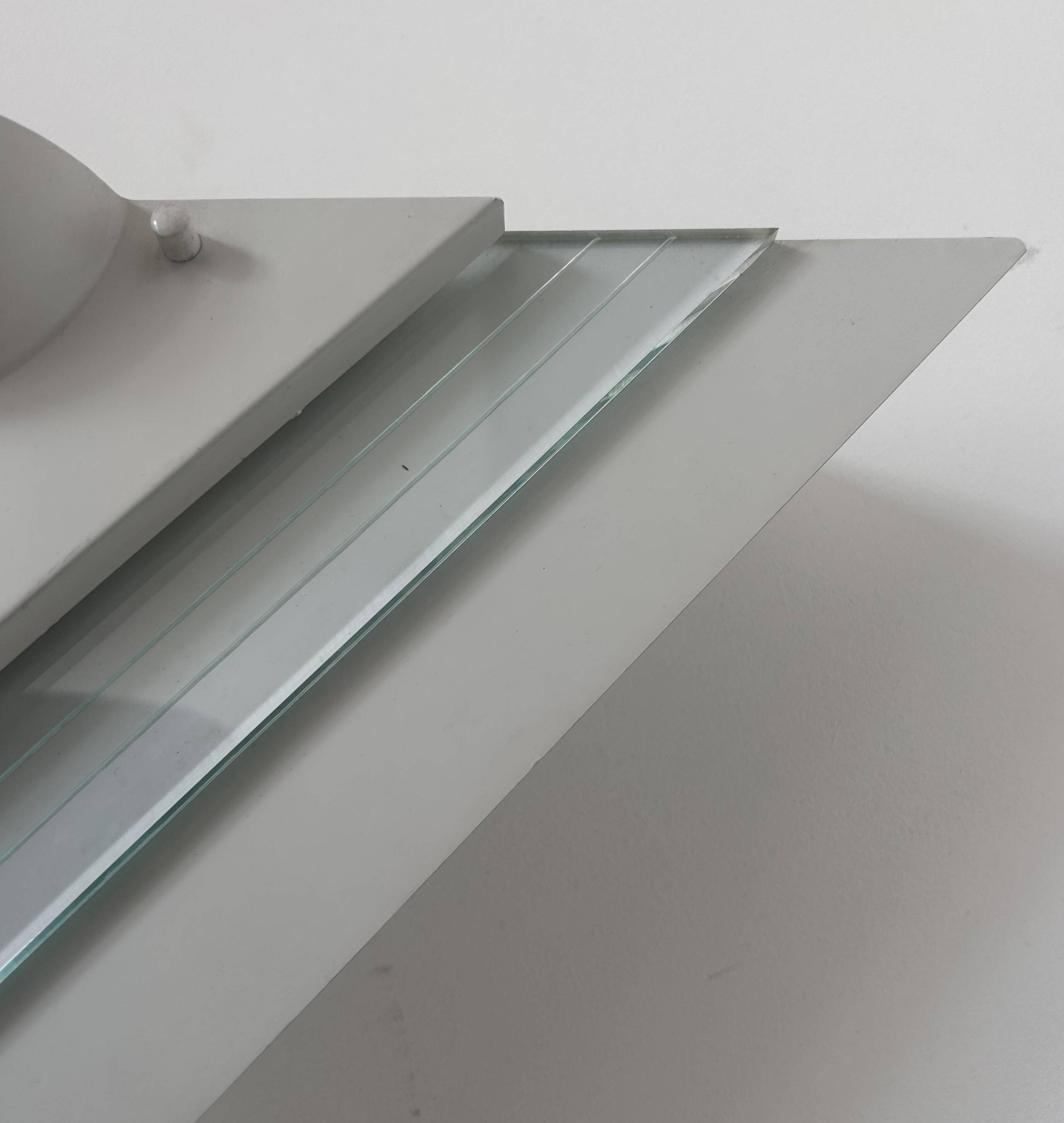 Pair of vintage wall lights, white lacquered metal and glass, Germany 1970s