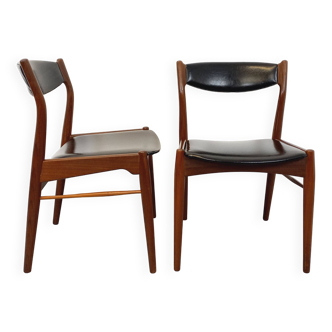 Pair of vintage Scandinavian teak and skai chairs from the 50s and 60s