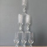 Set of 6 champagne flutes in chiseled glass