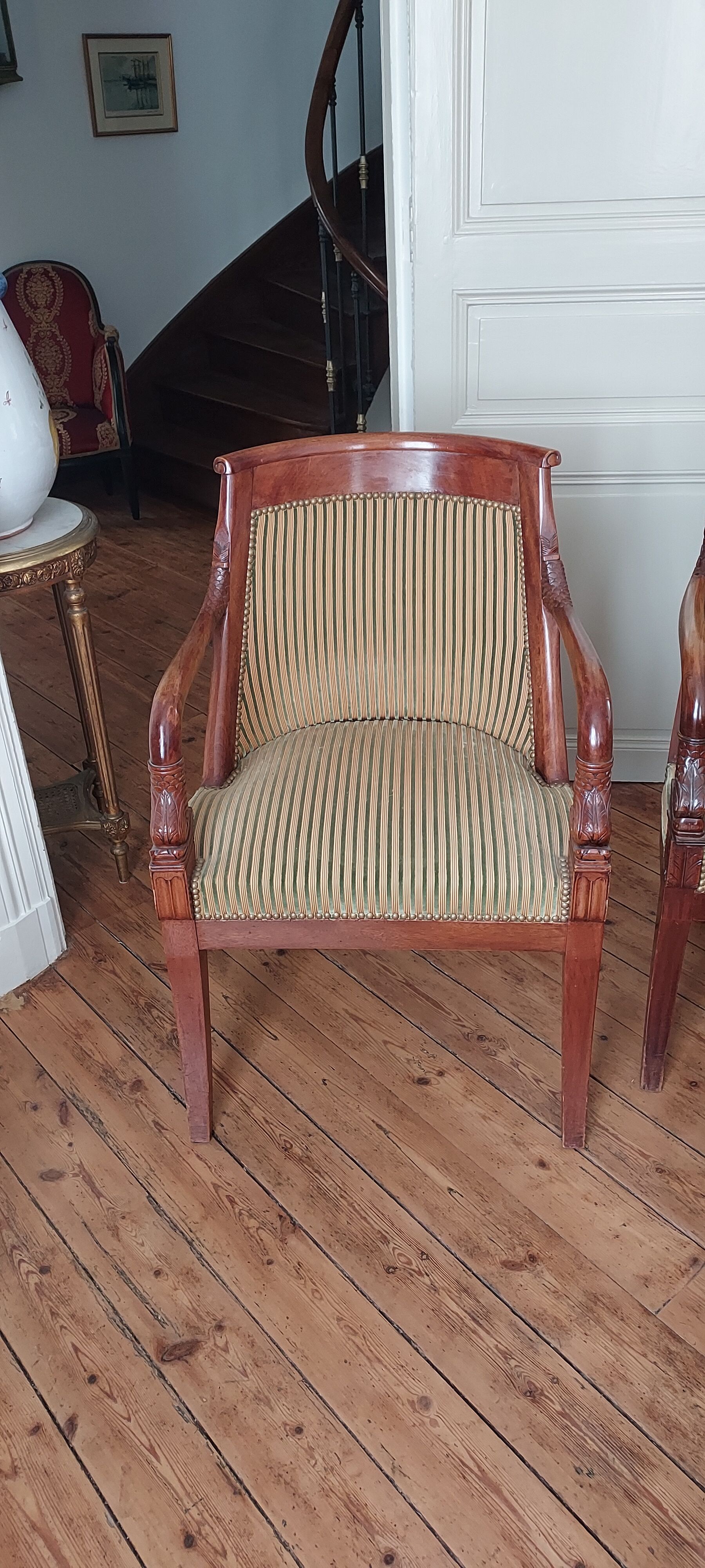 Pair of armchairs style Empire period 19th century