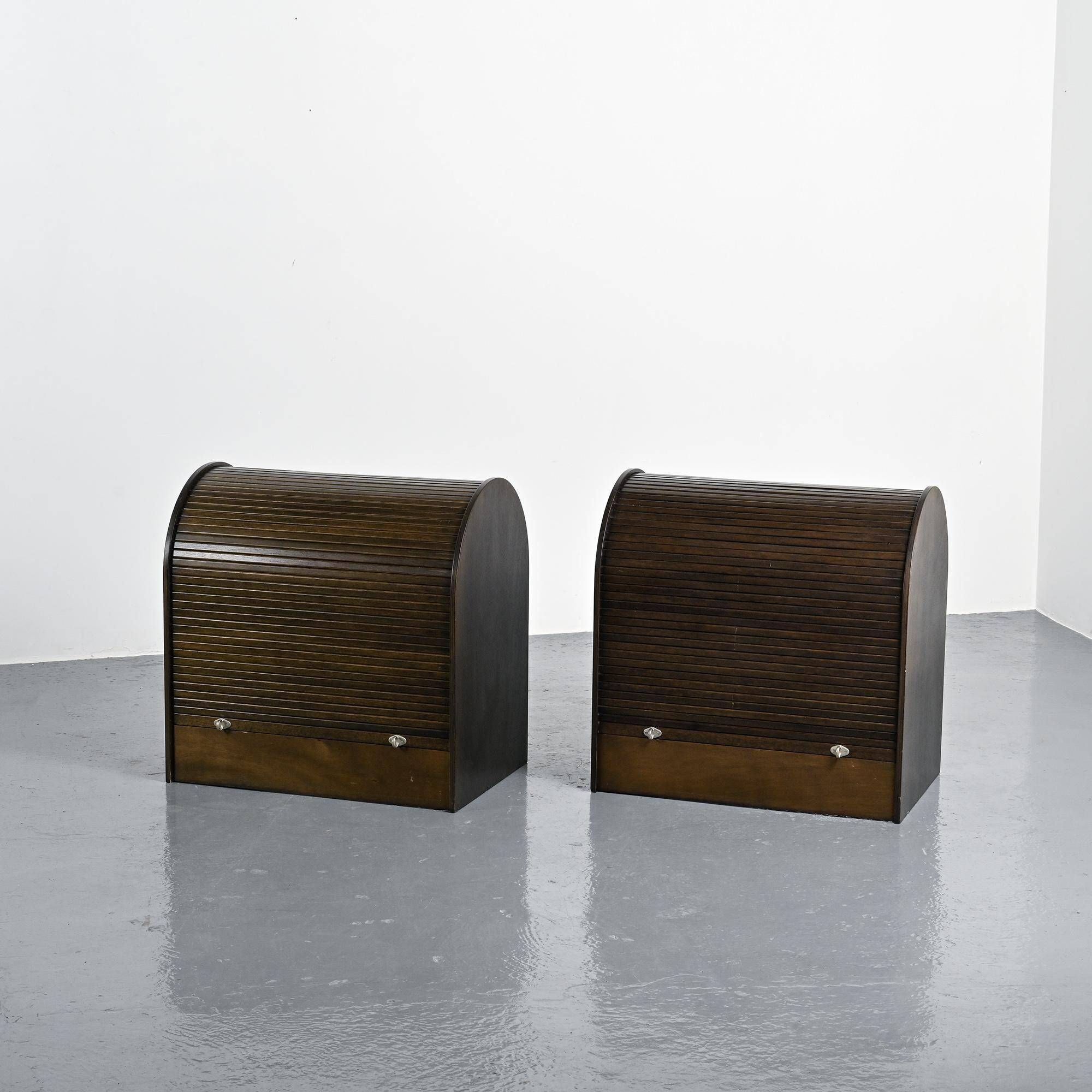 Pair of louvered furniture by Klaus Vogt for Thut Möbel, circa 1970.