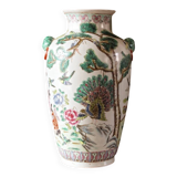 Chinese porcelain vase, peacocks, birds, trees, peonies