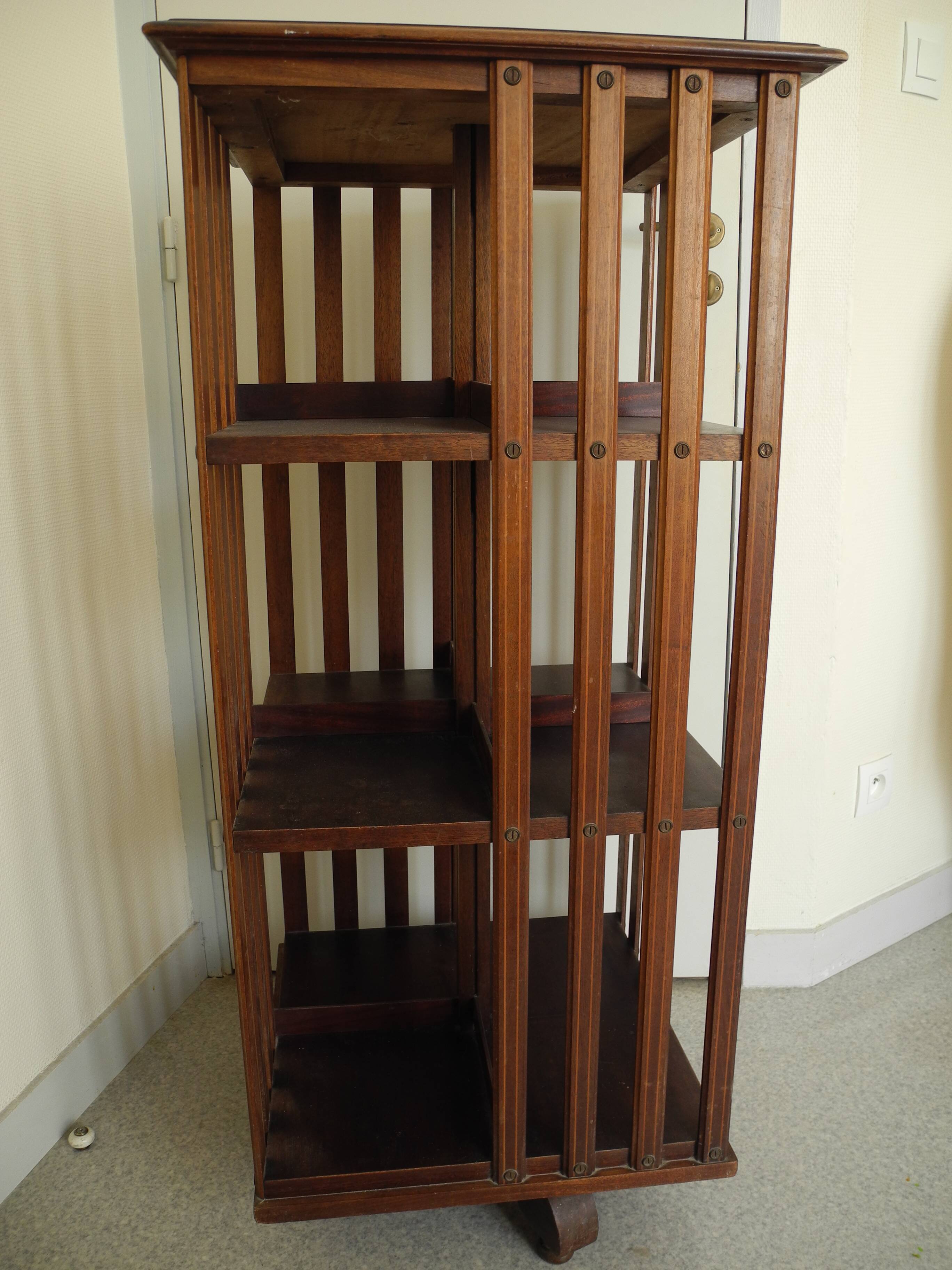 Old pivoting bookcase 3 shelves vintage furniture old furniture