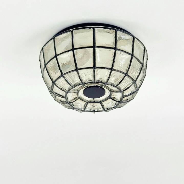 1 Of 2 Mid Century Modern Glass Ceiling Lights From Limburg, Germany, 1970s