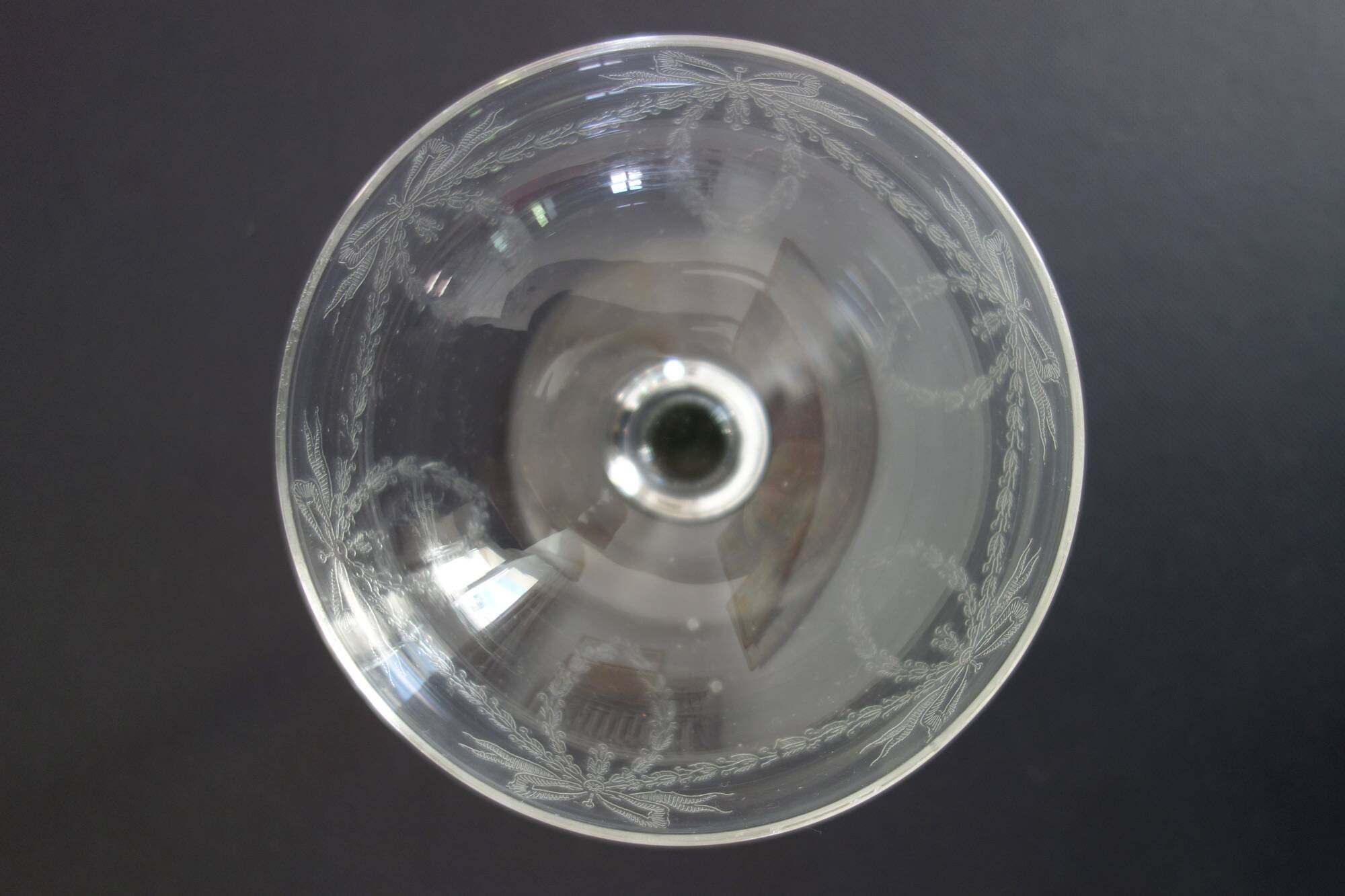 11 vintage engraved crystal champagne coupes