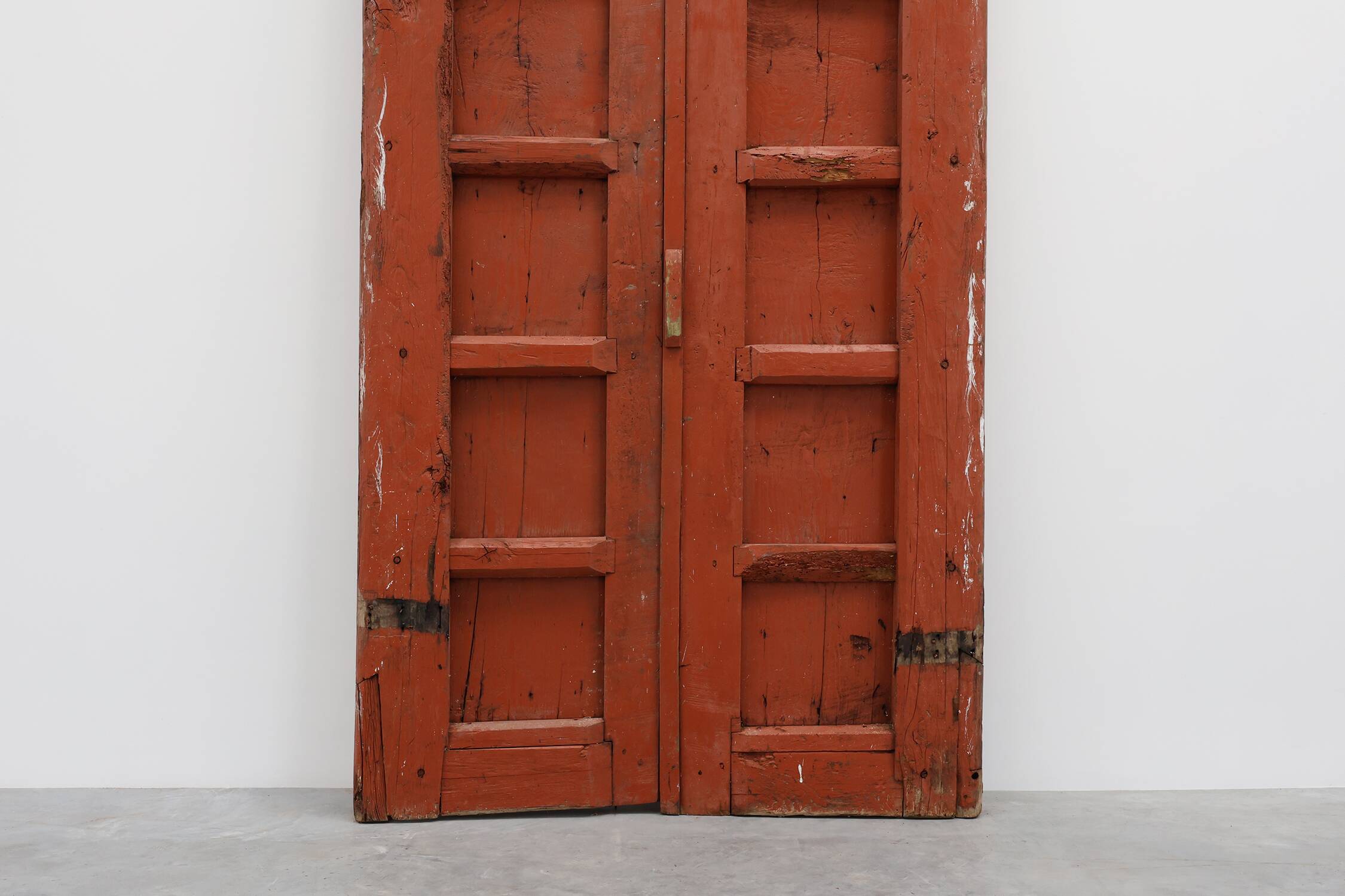 Large 17th century Monastery doors in terracotta lacquered oak, Portugal