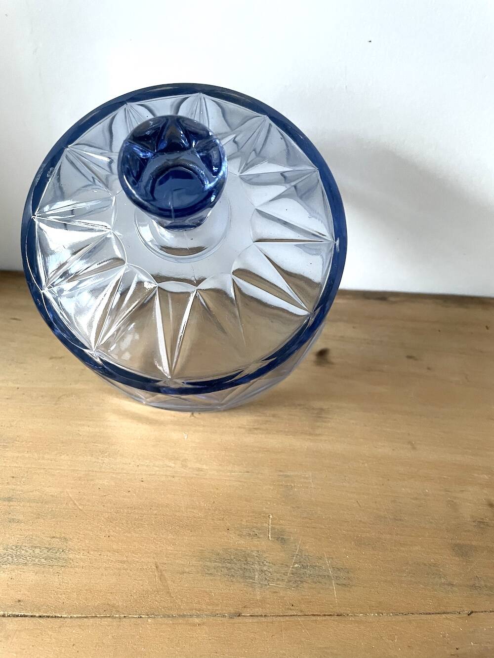Blue Molded Pressed Glass Cheese Cloche