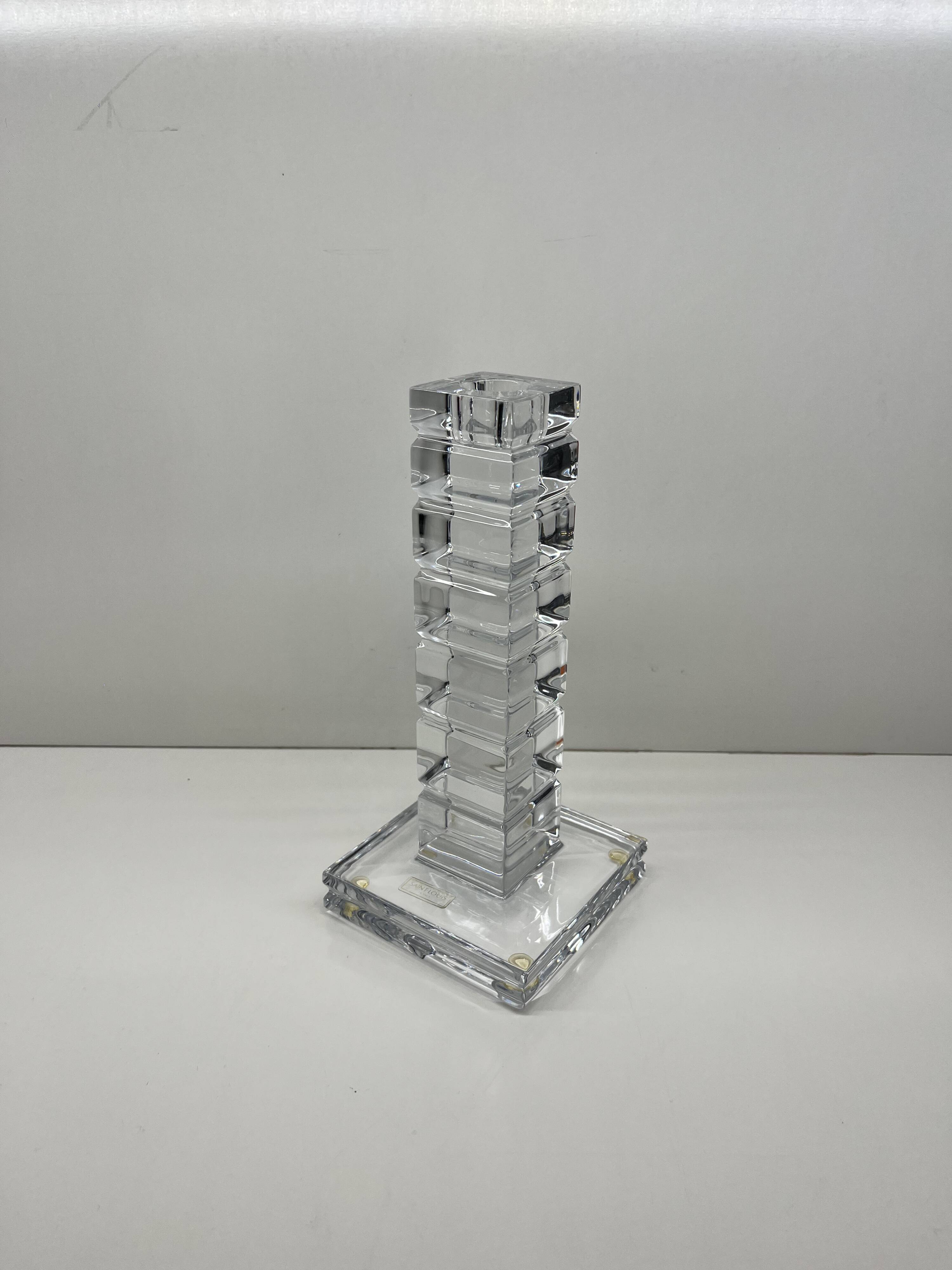 Crystal candlestick Saint-Louis – Design Jean Sala – Art Deco style –