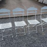 Folding garden furniture in white patinated iron