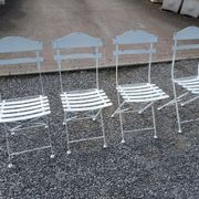 Salon de jardin pliant en fer patiné blanc
