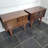 Pair of vintage 70s walnut bedside tables