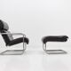 Fauteuil et ottomane en cuir 1950s