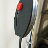 Vintage 1970s floor lamp with 2 spots, chrome, orange and black.