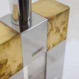 Geometric lamp in silver and gold metal. 1970s.