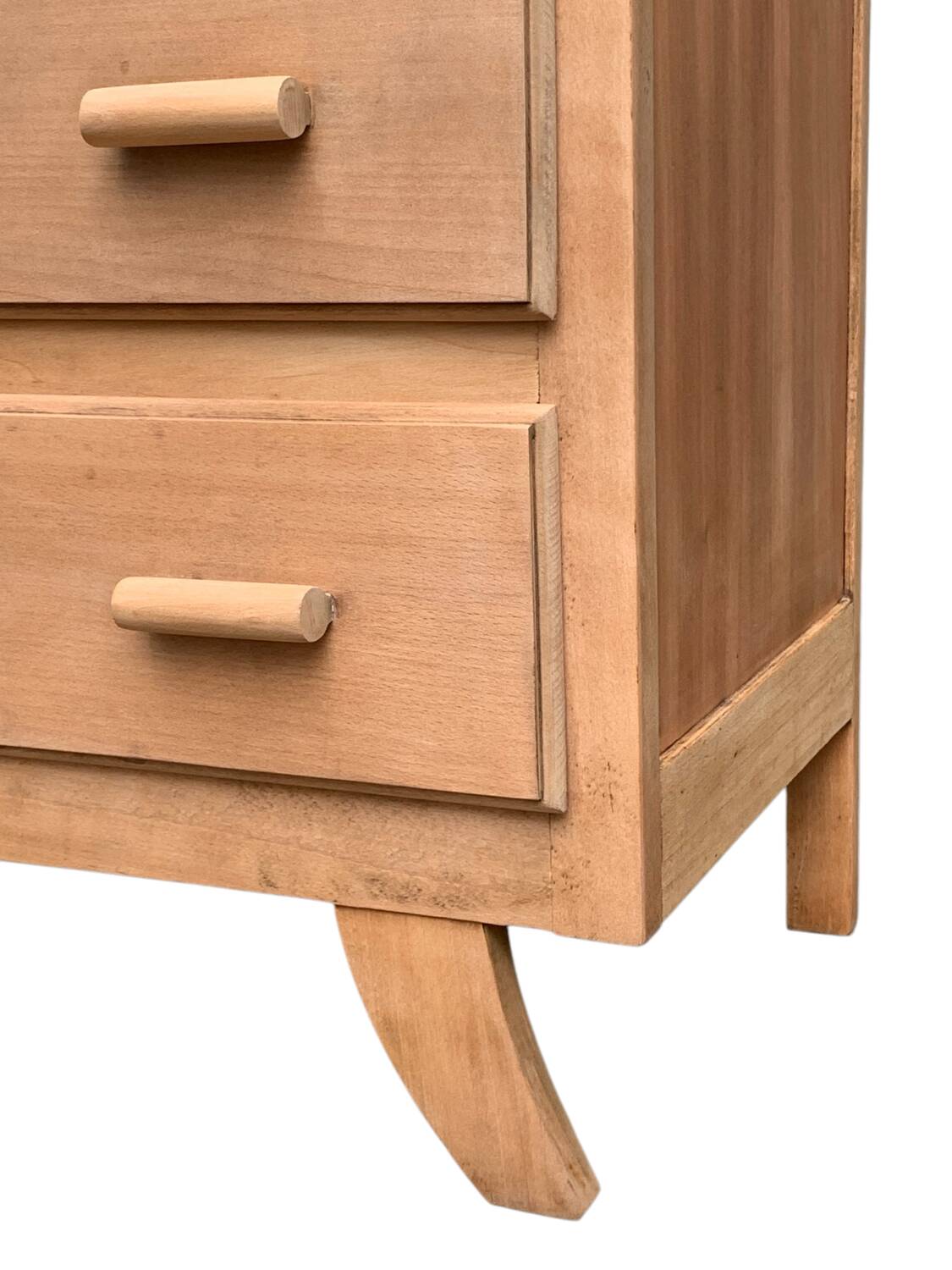 Raw wood art deco chest of drawers