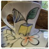 Paire de tasses et sous tasses Villeroy et Boch, nouvelle vague jungle
