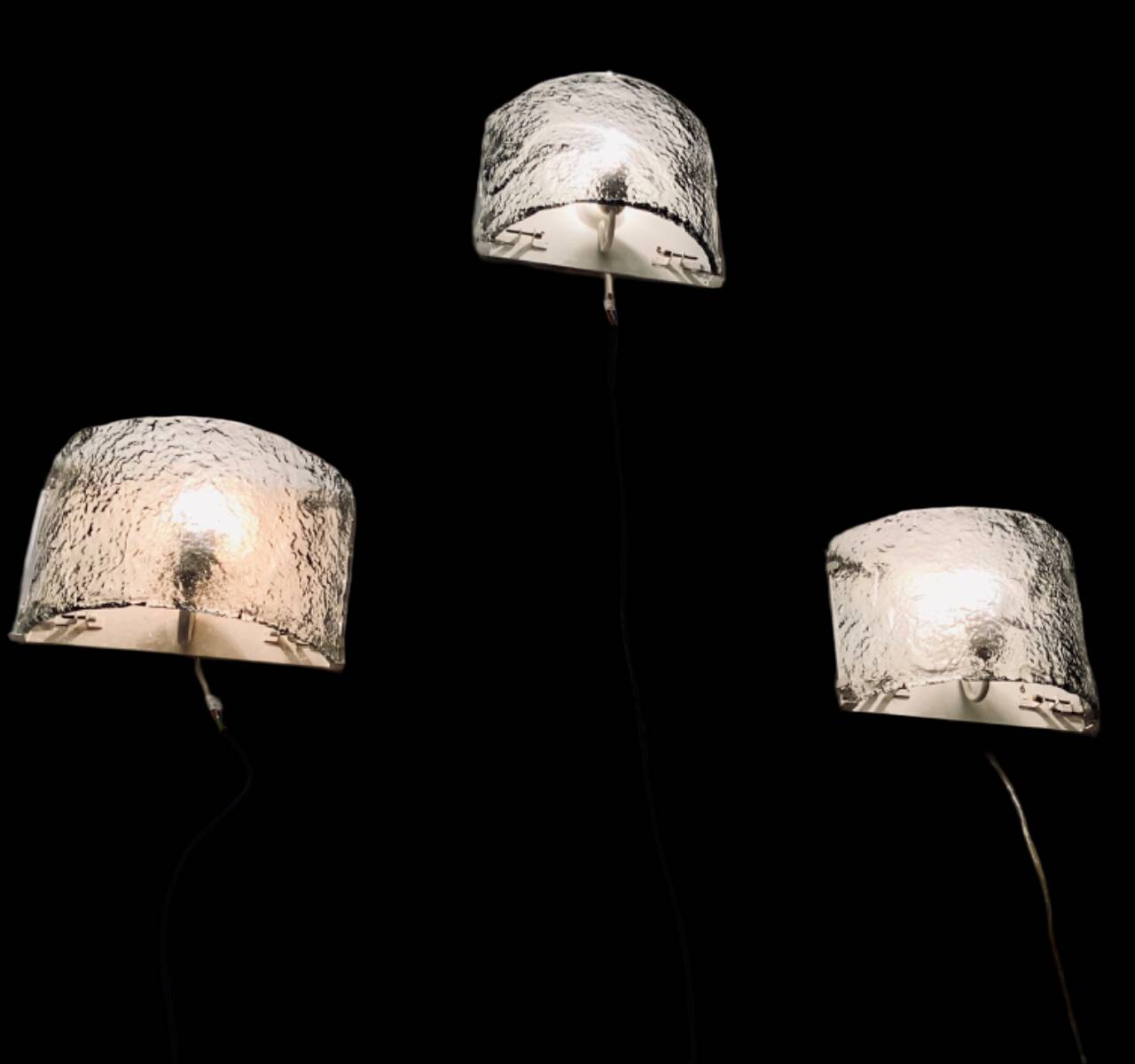 Set of 3 Italian Wall Lamps from the 1970s by Carlos Nazon for Mazzega